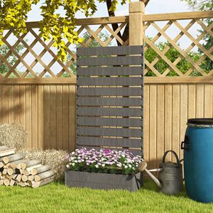 "Dark Gray Plastic <b>Planter</b> <b>Box</b> with Trellis for Climbing Plants & Outdoor Garden" - Product Image 2