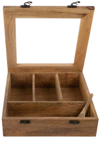 Boîte de rangement en bois d'acacia finition rustique pour la décoration, les bijoux, les outils ou les souvenirs, style bohème fait main en provenance d'Inde - Product Image 2