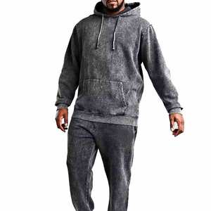 Survêtements légers à capuche avec cordon de serrage pour hommes, à prix abordable, manches longues, ensemble 2 pièces personnalisé de haute qualité - Product Image 5