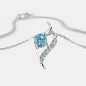 Collar Minimalista con Colgante de Letra, Topacio Azul y Diamantes, Plata 925 con Baño de Rodio, Cadena de Serpiente, Unisex, para Uso Diario - Product Image 1