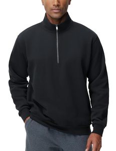 Sweat à capuche pour homme style urbain, col montant, demi-zip, design à deux tons, silhouette décontractée, streetwear inspiré de la jeunesse - Product Image 3