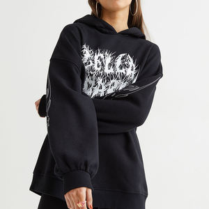 Sudadera con capucha corta casual de color liso para mujer King, anti-bolitas, de invierno, con bolsillos bordados, manga larga, forro polar tejido, 240g - Product Image 4