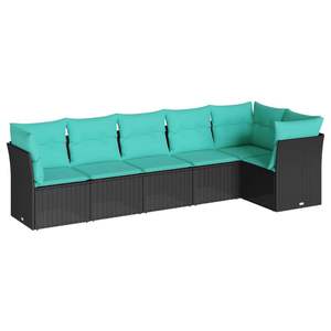 Conjunto de Sofás de Jardín de Ratán PE Negro y Acero con Recubrimiento en Polvo de Poliéster - Product Image 2