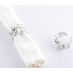 Elegant Ginkgo Leaf Napkin Rings Polished Silver Finish Luxury Metal Serviette Buckle For Wedding Hotel And Modern Dining <b>Table</b> - Product Image 3