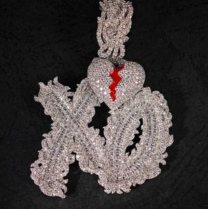 Nouveau design GRA Bijoux Hip Hop en argent sterling avec émail rouge et moissanite VVS, pendentif cœur lettre XO - Product Image 1