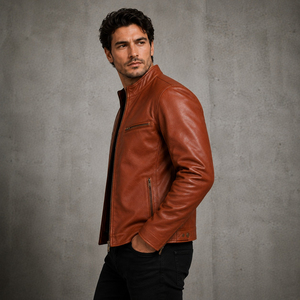 Best-Selling Men's <b>Long</b>-Length Winter Stand Collar <b>Jacket</b> Customized Logo High Street Genuine <b>Leather</b> OEM Designed Streetwear - Product Image 3