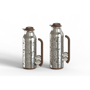 Superbe Thermos en Acier Inoxydable à Double Paroi avec Motif Floral et Poignée en Bois pour la Cuisine et la Table - Product Image 1