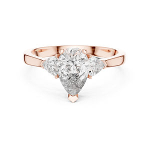 แหวนเพชรทรงหยดน้ำและทรงสามเหลี่ยมเพชรพลอยสีขาว 14K สำหรับผู้หญิง |   ของขวัญวันครบรอบ |   เพชรที่เพิ่งเพาะเลี้ยง - Product Image 3