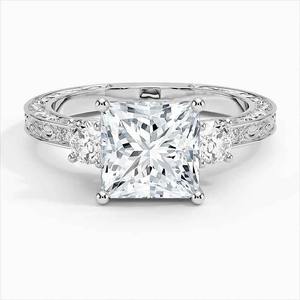 Anillo Clásico de Plata 925 con Moissanita, Corte Princesa, Tres Piedras con Apariencia de Diamante, Joyería Elegante para Novia, Regalo para Boda o Fiesta - Product Image 2