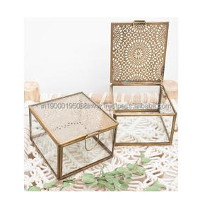 Superior Quality <b>Gold</b> Metal And Glass Jewelry Box For Rings Necklace <b>Watches</b> And Cosmetics Storage Box At Low Rate - Product Image 3