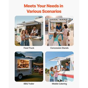 โครงอะลูมิเนียมอัลลอยด์ขนาด 36x24 นิ้ว สำหรับหน้าต่างขายอาหารรถฟู้ดทรัค มุมเปิด 85 องศา พร้อมกันสาด - Product Image 6