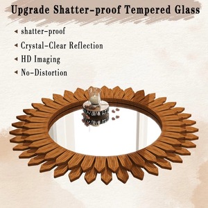 Decorative Flower Petals Metal <b>Frame</b> Round Mirror Perfect For Bathroom And Home Gifting With Artistic Appeal From India - Product Image 2