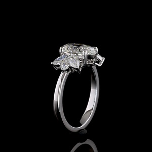 Romantic IGI Certified Lab Grown 2 Carat Oval Cut Diamond 10K-18K <b>Gold</b> <b>Ring</b> Marquise Side Stones for Women Wedding Engagement - Product Image 2