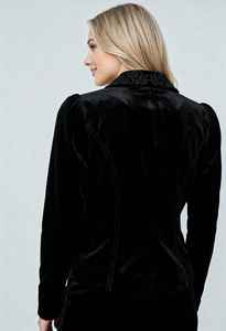 Blazer formel en velours victorien pour femme, noir, coupe classique, élégant, style vintage automne-hiver, avec perles, offre ODM - Product Image 5