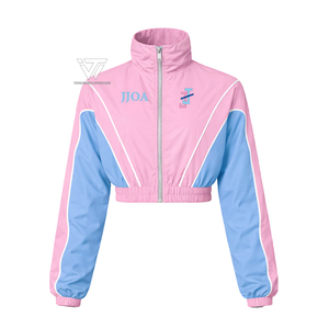 Wholesale Greek Jack And Jill Of America Sorority Clothing Embroidered Colorblock Windbreaker Crop <b>Jacket</b> Greek Paraphernalia - Product Image 1