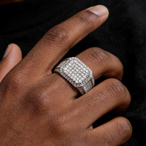 Men's <b>Iced</b> Out Moissanite Diamond <b>Ring</b> 925 Sterling Silver Fully Pave Setting Heavy Hip Hop Bling Rapper Jewelry Gift For Him - Product Image 2
