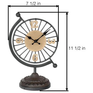 Globe Shape Style Metal <b>Table</b> <b>Clock</b> Unique Artistic Desk <b>Clock</b> For Modern Home Office Study Room And Decorative Timepiece Accent - Product Image 2