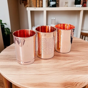 Vasos de cobre premium para beber, lisos y con acabado martillado, tazas metálicas para uso en el hogar, bar, restaurante y hotel. - Product Image 3