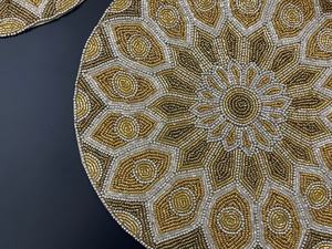 Eco Friendly Bohemian Design Polyester Cotton Beaded Placemat Durable Handmade Washable 300mm Diameter Premium Beads for Dining - Product Image 2