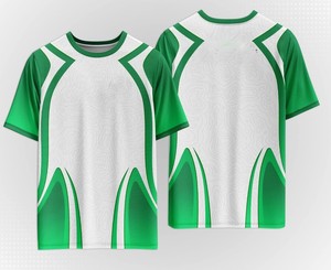 Camiseta de Fútbol Unisex con Cuello en V, Sublimada, 100% Poliéster, Verde y Blanca, Personalizable para Equipos, Manga Corta, Uniforme de Fútbol - Product Image 1