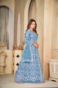 Elegante Traje Anarkali para Mujer, Manga 3/4, Tela Santoon, Semi-Confeccionado, para Bodas y Ocasiones Festivas - Product Image 2