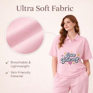 Ensemble de plage pour femmes, vêtements d'été confortables et doux, ensemble coordonné de luxe à séchage rapide à manches courtes - Product Image 2