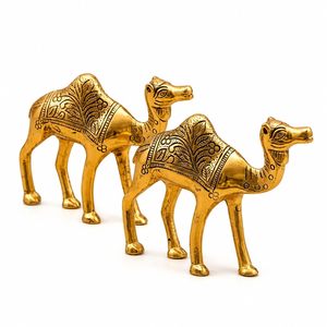Ensemble de statues de chameaux en laiton de qualité supérieure, artisanat métallique, design moderne, fait main, décoration Vastu pour la maison, le bureau et le salon - Product Image 6