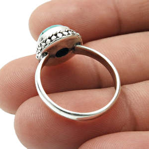 Creative & Simple Design <b>Ring</b> Made of Solid Pure 925 Sterling Silver Brilliant Round Cur <b>Turquoise</b> Gemstones Bohemian Jewelry - Product Image 3