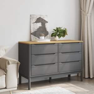 Grande commode en bois de pin massif gris - Product Image 3