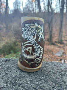 Authentique chope en corne de style viking Chope rustique à bière avec poignée pour les amateurs de liqueur de vin d'hydromel - Product Image 5