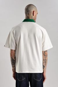 Polo homme coupe ample en jersey épais poly-coton, style hip-hop avec impression graphique multicolore - Product Image 2