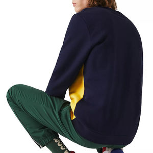 Wholesale <b>Men's</b> Color Blocking Crew Neck <b>Sweatshirt</b> Regular Fit Knitted Cotton Pullover Autumn Casual Style Yellow <b>White</b> Navy - Product Image 6