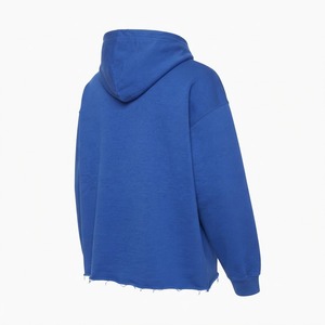 Sudadera con capucha corta de forro polar grueso de invierno, estilo vintage, bordada, sin cordones, con parche desgastado, unisex, con bajo sin rematar y lavado ácido - Product Image 5