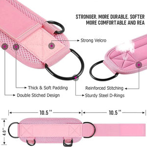 Sangles de cheville de sport réglables en néoprène rembourré avec anneaux en D pour la protection et le soutien des abducteurs et des jambes lors de l'entraînement, avec renfort en acier - Product Image 6