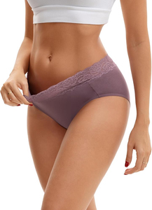 Culottes pour femmes, strings sans couture, dentelle, côtés ondulés, taille basse, équipement de haute qualité, matière douce et extensible - Product Image 2