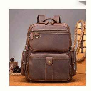 Premium Vintage Leather Laptop <b>Backpack</b> <b>Waterproof</b> Anti-Theft Rucksack for Men Outdoor Travel LBP-0309 - Product Image 1