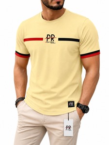 Custom Made Hip hop unique Style Summer casual Wear T-Shirt For Man with <b>white</b> stripes 100% Cotton Oversized hip hop men's <b>tee</b> - Product Image 1