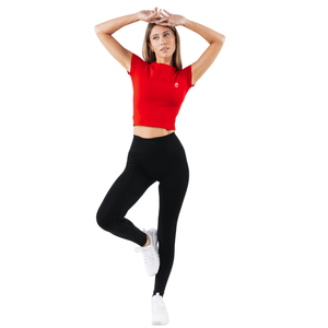 Camiseta Deportiva para Mujer, Color Rojo Fórmula, Manga Corta, Ajuste Elástico, Tela Suave y Ligera, Ropa Deportiva Informal para el Día a Día, Ropa de Gimnasio - Product Image 4