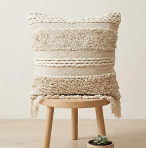Cojín Decorativo con Rayas, Funda de Cojín Tejida Estilo Boho, Patrón Horizontal en Capas, Decoración Rústica para el Hogar - Product Image 1