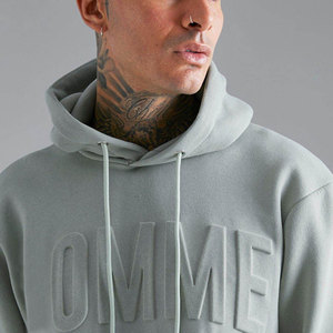 Men's Light Gray <b>Zip</b>-<b>Up</b> Logo Hooded Sweatshirt Regular Fit 100% Cotton Fleece Anti-Pilling Casual Autumn Wear - Product Image 4