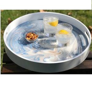 Bandeja de servir decorativa de madera hecha a mano con acabado esmaltado o bandeja de servir de ratán para bebidas frías y café, suministrada por India - Product Image 6