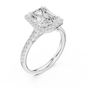 Anillo de Compromiso Vinson Project, Elegante Banda Halo, Moissanita Creada en Laboratorio, Estilo Art Deco, Acero Inoxidable, Certificado GRA, Corte Esmeralda - Product Image 3
