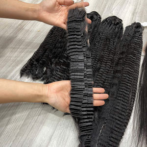 PROMO FLASH : Extensions de cheveux humains 100% kinky yaki lisses, double trame, qualité supérieure, prêtes à être expédiées, combo avec closure et frontal - Product Image 6