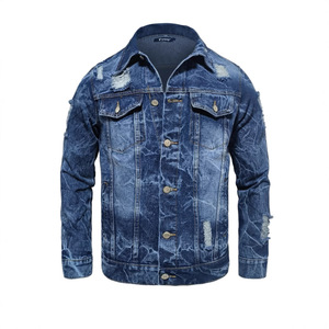 <b>Men's</b> Vintage Denim Jacket New <b>Winter</b> Coat Distressed Turn-Down Collar XS Size Dark Blue Casual Style Fashionable Dyed <b>Shirt</b> - Product Image 2