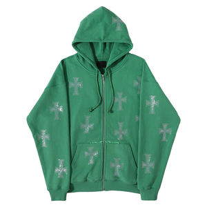 Sudadera con Pedrería para Hombre, 100% Algodón, Ropa Casual, Servicio OEM, Transpirable, Ecológica, Hecha a Medida - Product Image 1