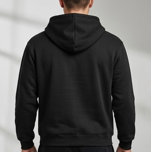 Custom OEM Regular Fit Heavyweight 420g Cotton Fleece Lined Anti-shrink Breathable Blank <b>Black</b> Unisex Pullover Hoodie <b>Sweatshirt</b> - Product Image 4