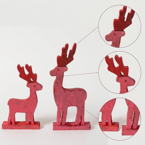 Decoración Navideña de Ciervo de Madera |   Figura de Reno Rústica |   Adorno Navideño para Mesa |   Decoración Festiva para Fiestas en Casa, Regalo - Product Image 5