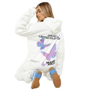 Survêtement officiel écologique personnalisé pour hommes Survêtement ample à capuche à manches longues avec broderie papillon Ensemble sweat à capuche et pantalon - Product Image 1