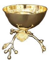 VISHAL HANDICRAFT Bol à noix classique en aluminium doré, design élégant avec feuilles, fleurs et branches, personnalisable, décoratif