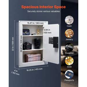 0.83 Sq.ft <b>White</b> Q235 Cold-Rolled Steel 3-Tier In-Wall <b>Box</b> Wall Safe Adjustable <b>Shelves</b> Mounting Holes Hidden Storage Lockers - Product Image 2